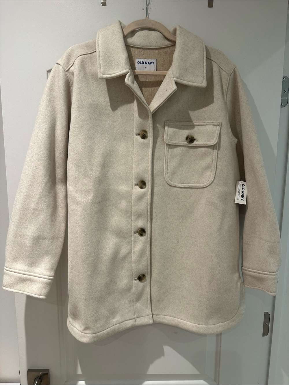 Old Navy Cream Button-Up Shacket Jacket